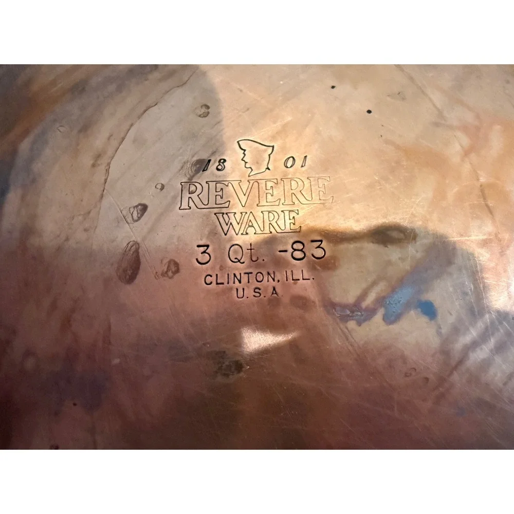 Revere Ware Copper Bottom 2Qt 3Qt Saucepan Set with Steamer Insert 5pc‎ USA